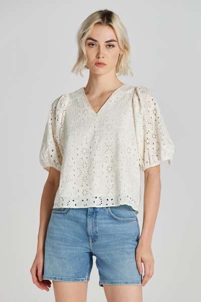 BLÚZ GANT REG BRODERIE ANGLAISE BLOUSE EGGSHELL