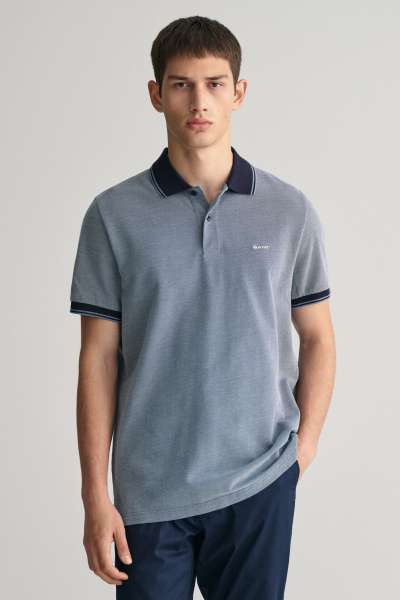 PÓLÓ GANT 4-COL OXFORD SS PIQUE DUSTY BLUE SEA