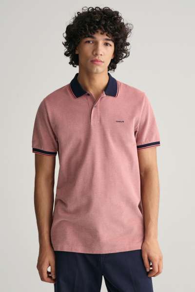 PÓLÓ GANT 4-COL OXFORD SS PIQUE SUNSET PINK