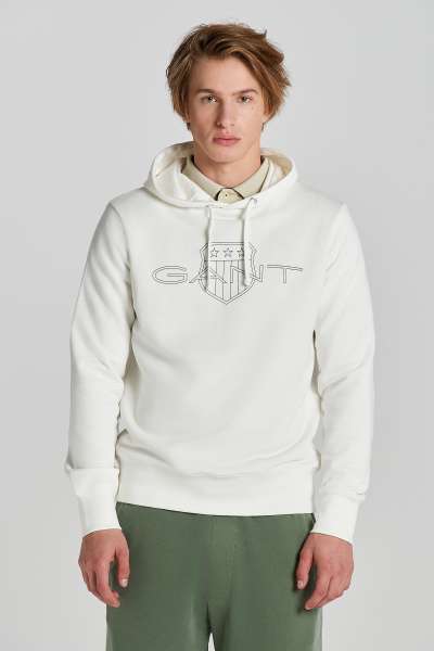 ELEGÍTŐ FELSŐ GANT LOGO HOODIE EGGSHELL
