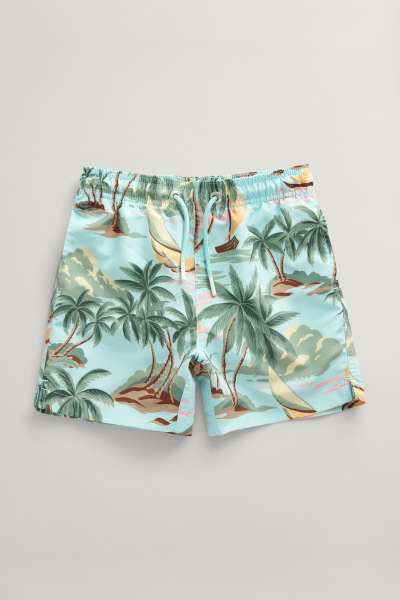 FÜRDŐRUHA GANT HAWAII PRINT SWIM SHORTS TURQUOISE MIST
