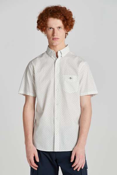 ING GANT REG ICRO PRINT SS SHIRT EGGSHELL