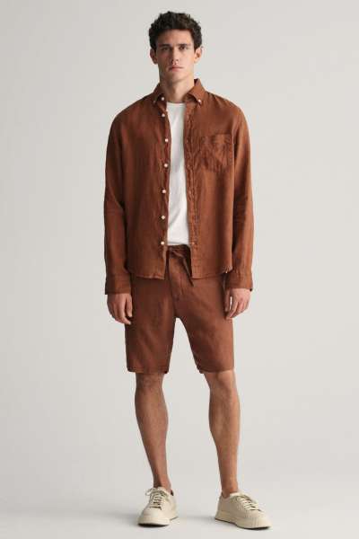RÖVIDNADRÁG GANT RELAXED LINEN D HORT COGNAC BROWN