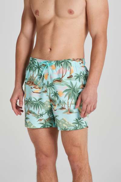 FÜRDŐRUHA GANT HAWAII PRINT SWIM SHORTS TURQUOISE MIST