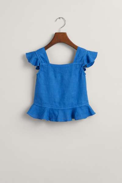 TOP GANT LINEN FRILL TOP LAPIS BLUE