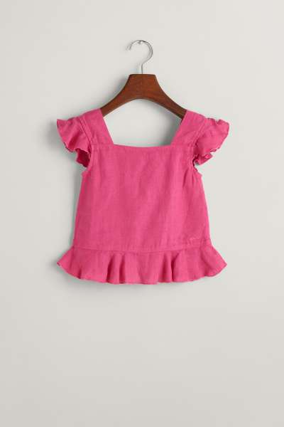 TOP GANT LINEN FRILL TOP BOLD VIOLET