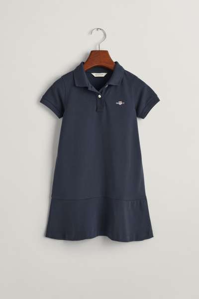 RUHA GANT PIQUE SS FLOUNCE DRESS EVENING BLUE