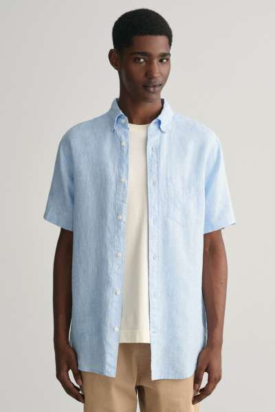 ING GANT REG LINEN  HIRT CAPRI BLUE