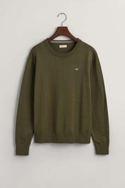 PULÓVER GANT SHIELD CLASSIC COTTON C-NECK JUNIPER GREEN