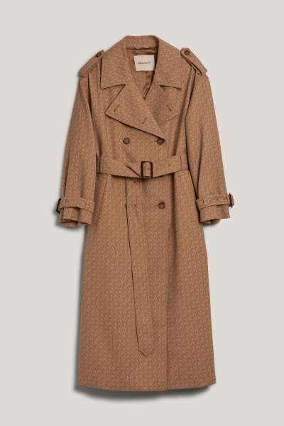 KABÁT GANT ONOGRA JACQUARD TRENCH COAT DARK KHAKI