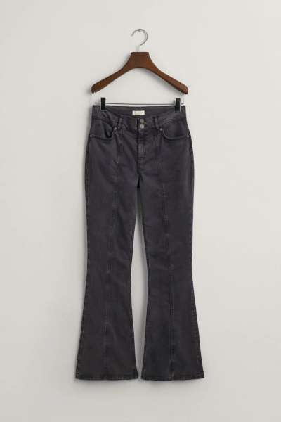 NADRÁG GANT LOW WAIST STRETCHY BOOTCUT PANTS BLACK