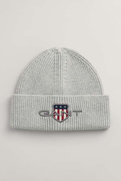 SAPKA 1-6 ÉVES GANT ARCHIVE SHIELD BEANIE LIGHT GREY MELANGE