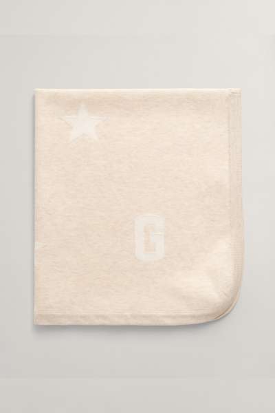 TAKARÓ GANT KNITTED BLANKET 68 x 78 cm LIGHT BEIGE MELANGE
