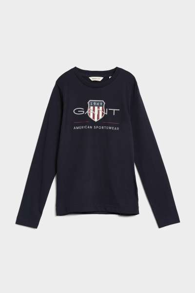 PÓLÓ GANT ARCHIVE SHIELD LS T-SHIRT EVENING BLUE