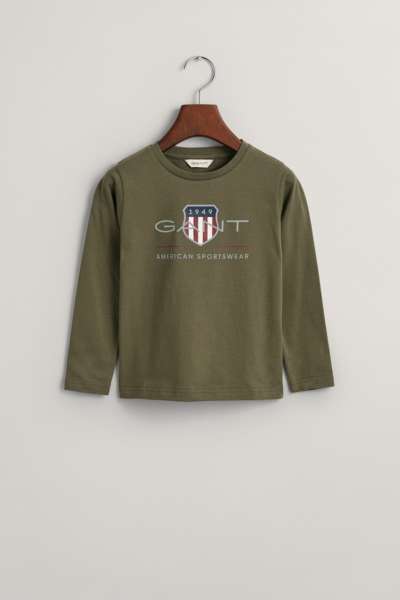 PÓLÓ GANT ARCHIVE SHIELD LS T-SHIRT JUNIPER GREEN