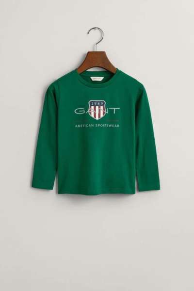 PÓLÓ GANT ARCHIVE SHIELD LS T-SHIRT WILD GREEN