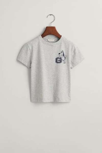 PÓLÓ GANT G DOG PRINT T-SHIRT LIGHT GREY MELANGE
