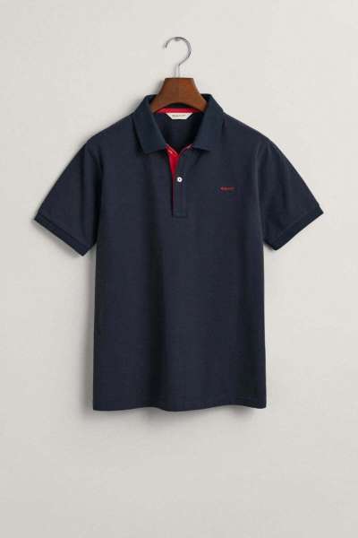PÓLÓ GANT CONTRAST PIQUE RUGGER EVENING BLUE