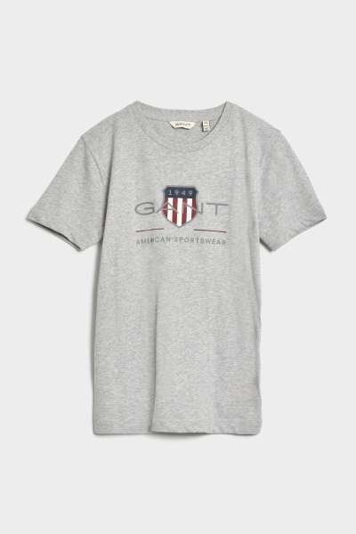 PÓLÓ GANT ARCHIVE SHIELD SS T-SHIRT LIGHT GREY MELANGE