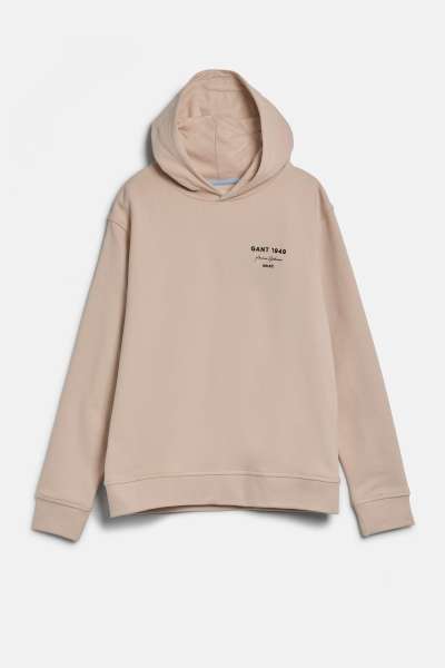 MELEGÍTŐ FELSŐ GANT GRAPHIC SCRIPT RELAXED HOODIE SOFT OAT