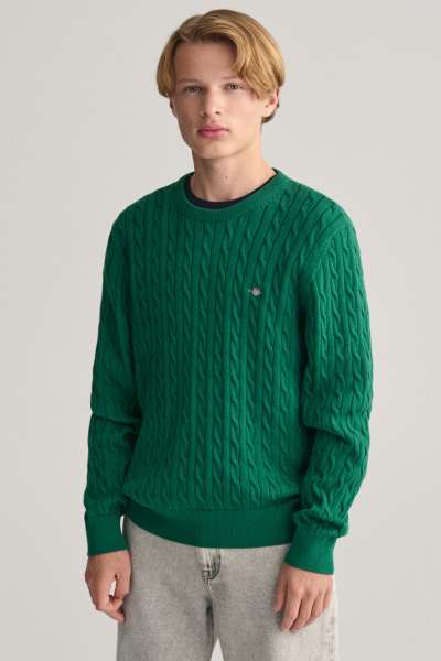 PULÓVER GANT SHIELD COTTON CABLE C-NECK WILD GREEN