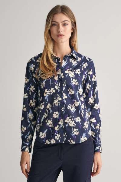 ING GANT REG FLORAL PRINT COT VOILE EVENING BLUE