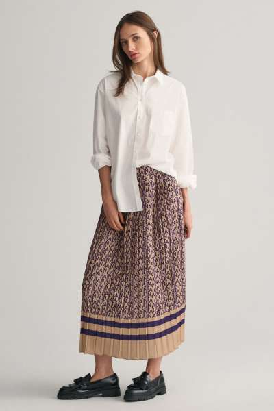 SZOKNYA GANT MONOGRAM PRINT PLEATED SKIRT PANSY PURPLE