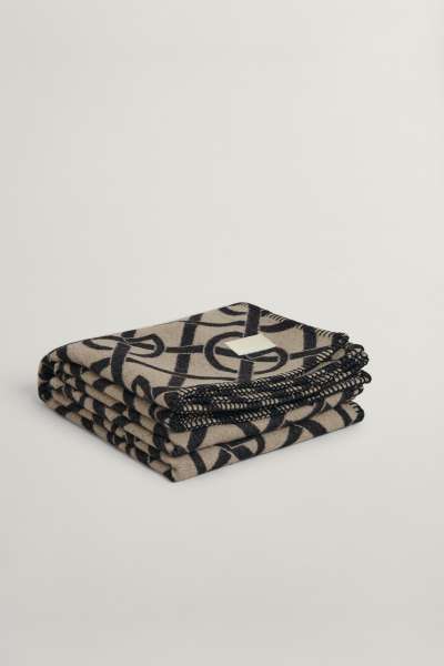 TAKARÓ GANT G-PATTERN THROW 130X180 COLD BEIGE