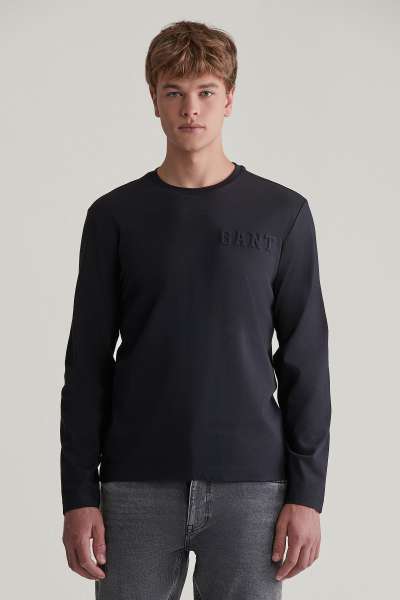 PÓLÓ GANT EBOSSED LS TSHIRT BLACK