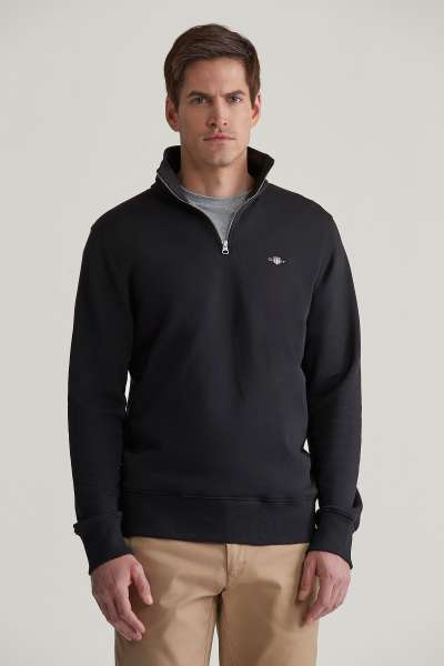 ELEGÍTŐ FELSŐ GANT REG SHIELD HALF ZIP SWEAT BLACK