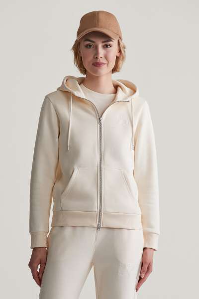 ELEGÍTŐ FELSŐ GANT REG TONAL SHIELD ZIP HOODIE LINEN