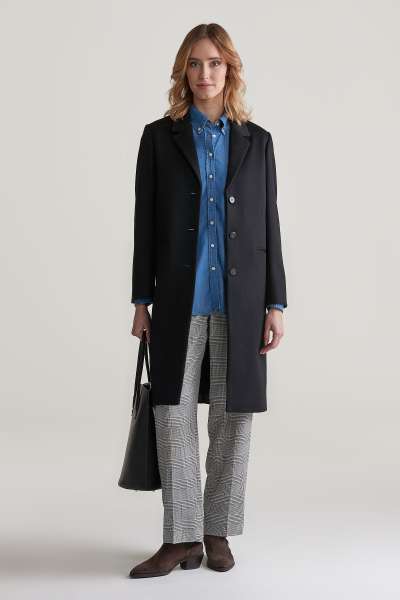 KABÁT GANT CLAIC TAILORED WOOL COAT BLACK