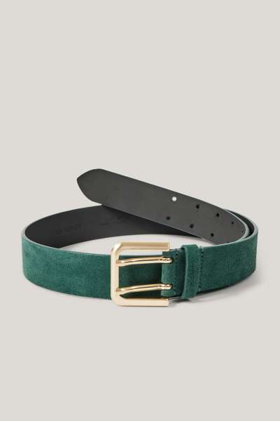 ÖV GANT DOUBLE ROW SUEDE BELT DEEP FOREST