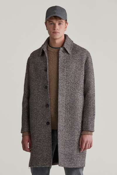 KABÁT GANT WOOL CAR COAT DEEP BROWN