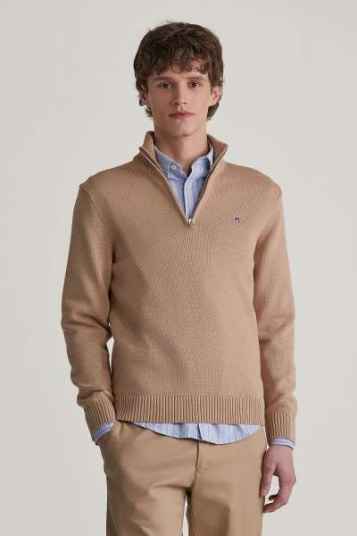 PULÓVER GANT CASUAL COTTON HALFZIP KHAKI EL