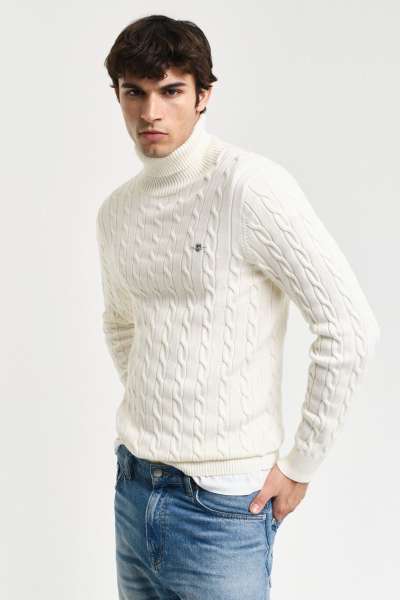 GARBÓ GANT COTTON CABLE TURTLE NECK CREA