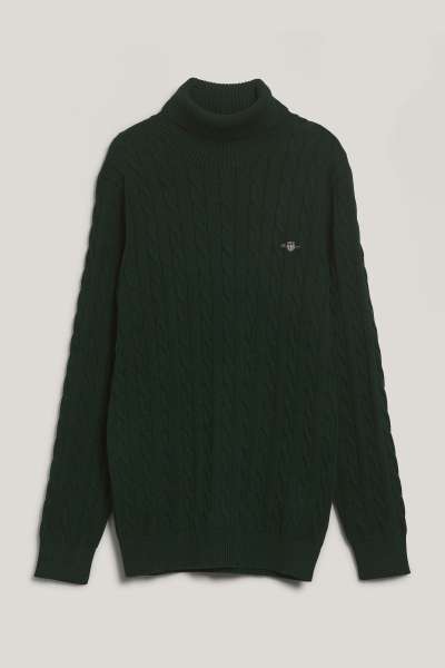 GARBÓ GANT COTTON CABLE TURTLE NECK TARTAN GREEN