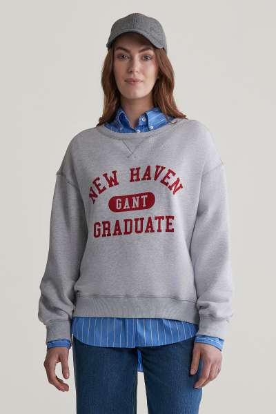 MELEGÍTŐ FELSŐ GANT GRAPHIC C-NECK SWEAT PALE GREY MELANGE