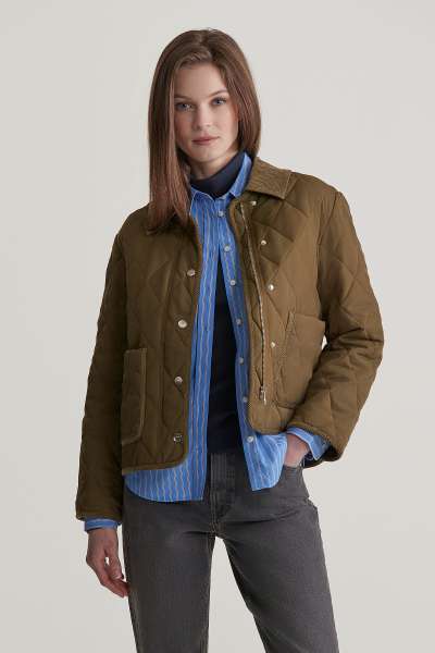DZEKI GANT QUILTED JACKET WITH CORD DETAIL DARK CACTU