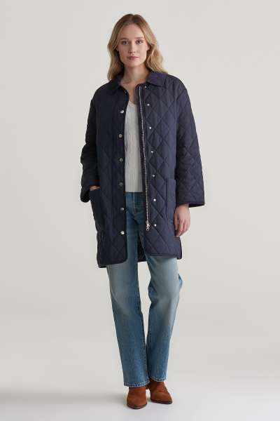 KABÁT GANT QUILTED COAT WITH CORD DETAIL EVENING BLUE