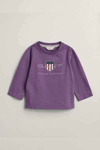 PÓLÓ GANT ARCHIVE SHIELD LS T-SHIRT BORDEAUX PURPLE