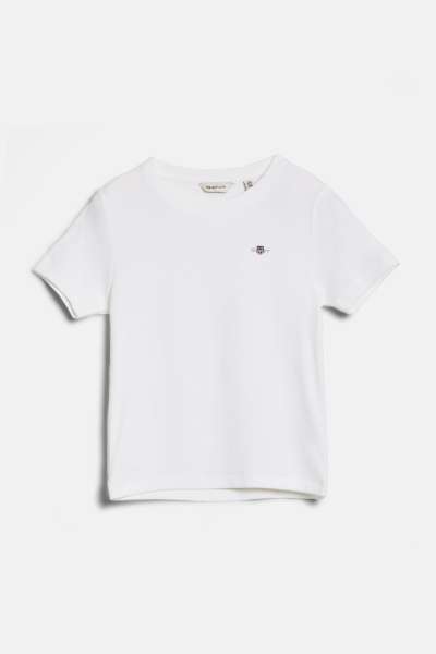 PÓLÓ GANT SHIELD SLIM RIBBED T-SHIRT WHITE