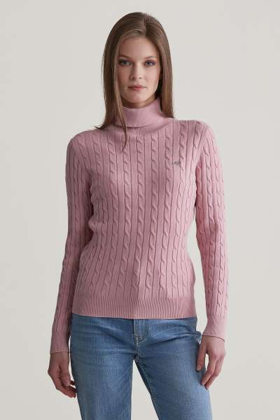 GARBÓ GANT STRETCH COTTON CABLE TURTLENECK DUSTY PINK