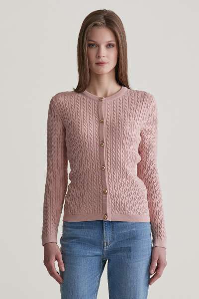 KARDIGÁN GANT MINI CABLE KNIT CARDIGAN DUTY PINK