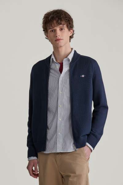 PULÓVER GANT CAUAL COTTON BOMBER CARDIGAN EVENING BLUE