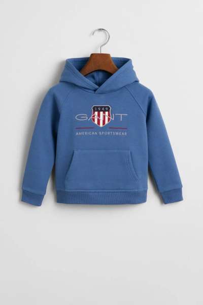 MELEGÍTŐ FELSŐ GANT ARCHIVE SHIELD RAGLAN HOODIE VINTAGE BLUE