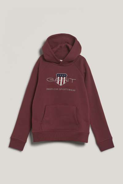 MELEGÍTŐ FELSŐ GANT ARCHIVE SHIELD HOODIE WINE RED