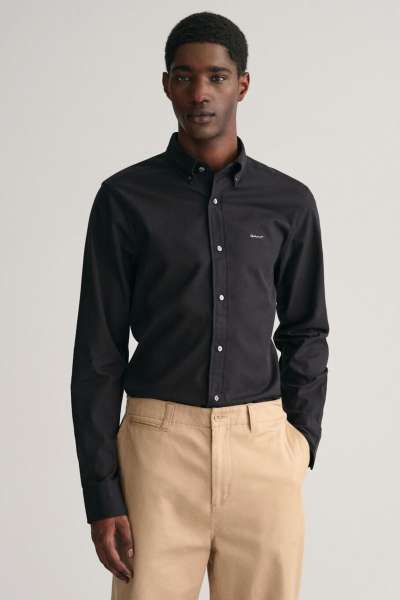 ING GANT LIM PINPOINT OXFORD HIRT BLACK