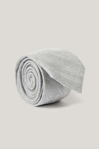 NYAKKENDŐ GANT HERRINGBONE WOOL BLEND TIE LIGHT GREY