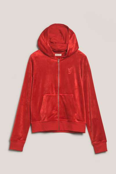 MELEGÍTŐ FELSŐ GANT VELOUR ZIP HOODIE RUBY RED